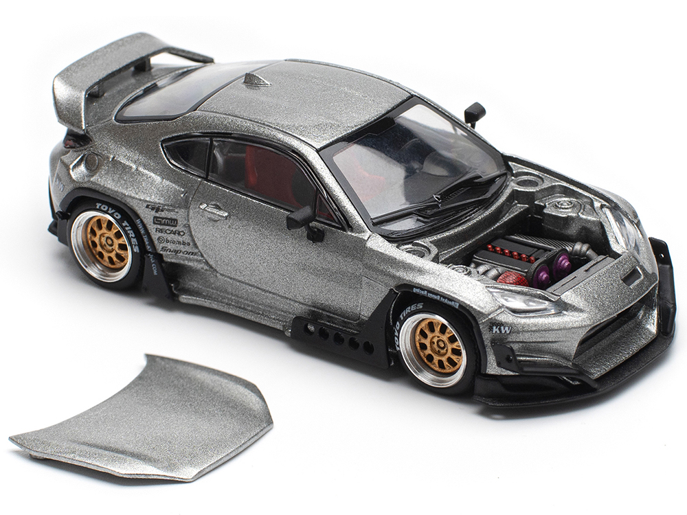 Toyota Pandem GR86 Silver Metallic 1/64 Diecast Model Car by Pop Race