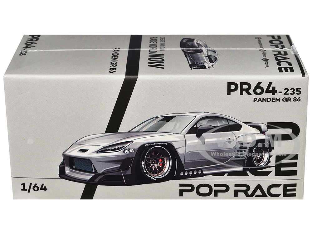 Toyota Pandem GR86 Silver Metallic 1/64 Diecast Model Car by Pop Race