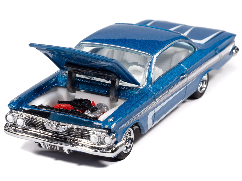 1961 Chevrolet Impala SS 409 Blue Metallic with White Stripes and