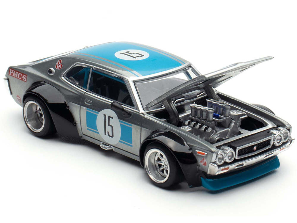 Datsun Laurel C130 RHD (Right Hand Drive) #15 Raw Metal with Blue