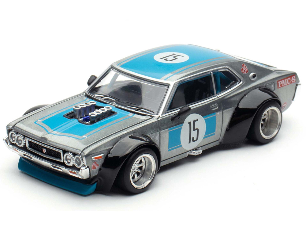Datsun Laurel C130 RHD (Right Hand Drive) #15 Raw Metal with Blue