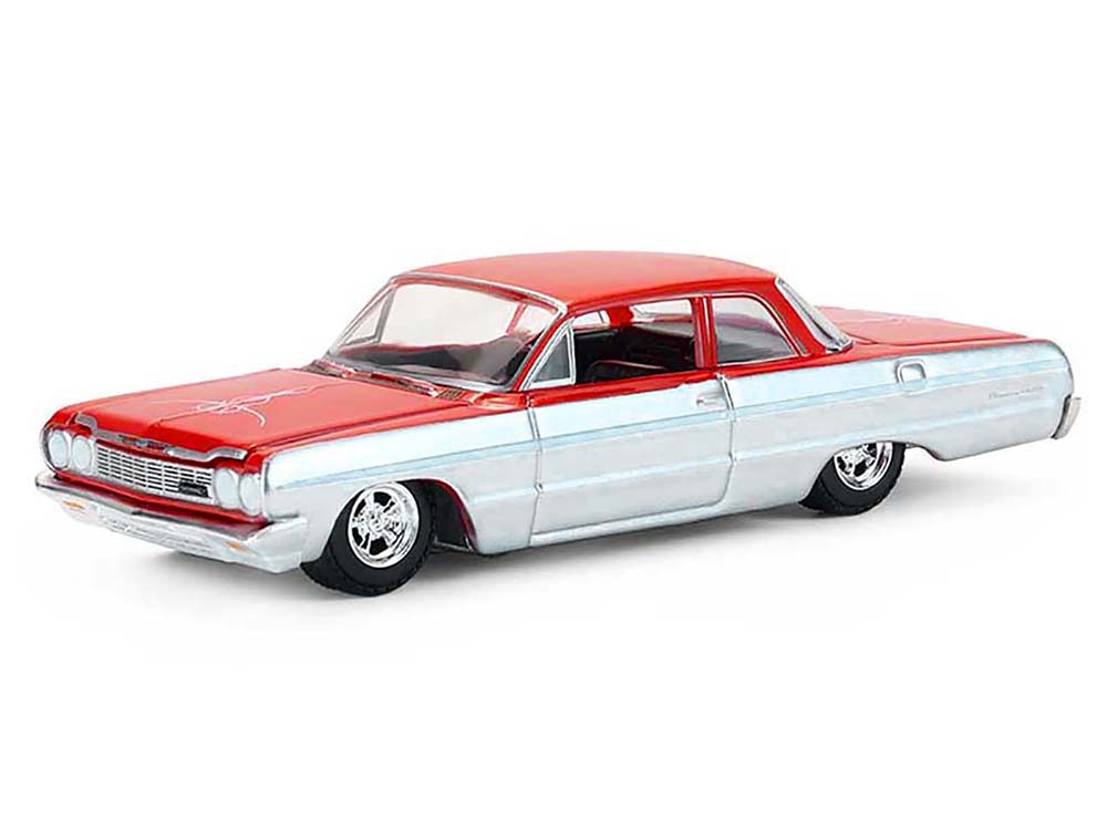 1964 Chevrolet Biscayne Lowrider Silver Metallic and Red Two-Tone