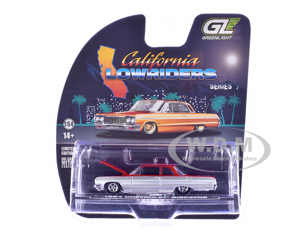1964 Chevrolet Biscayne Lowrider Silver Metallic and Red Two-Tone