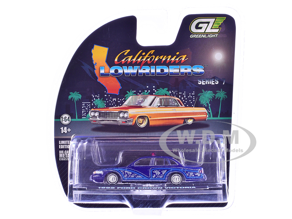 1992 Ford Crown Victoria Lowrider Blue with Graphics and Lightbar
