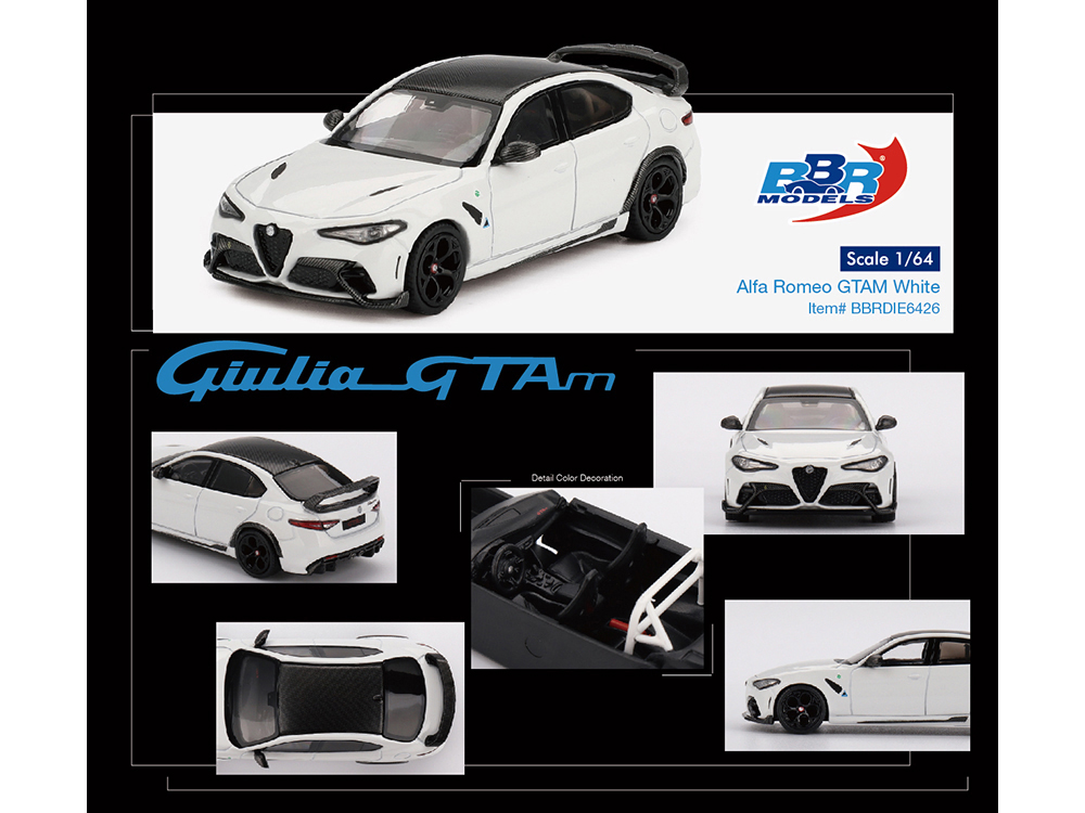 Alfa Romeo Giulia GTAm White with Carbon Top 1/64 Diecast Model