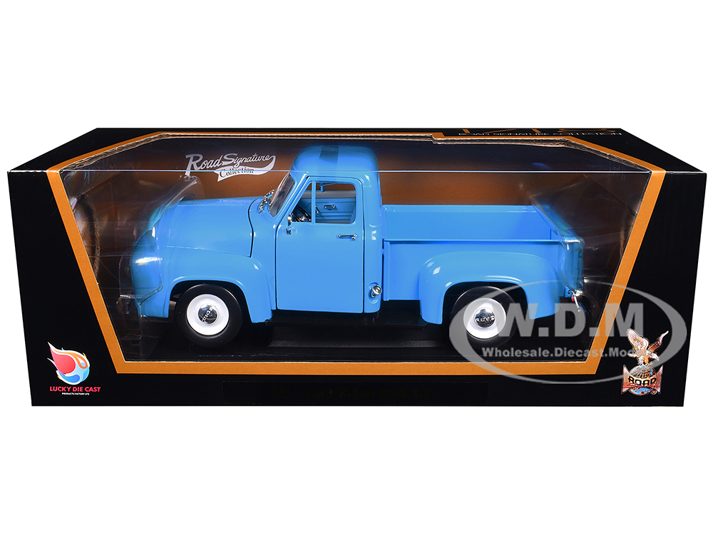 1953 Ford F-100 Pickup Light Blue 1/18 Diecast Car Road Signature