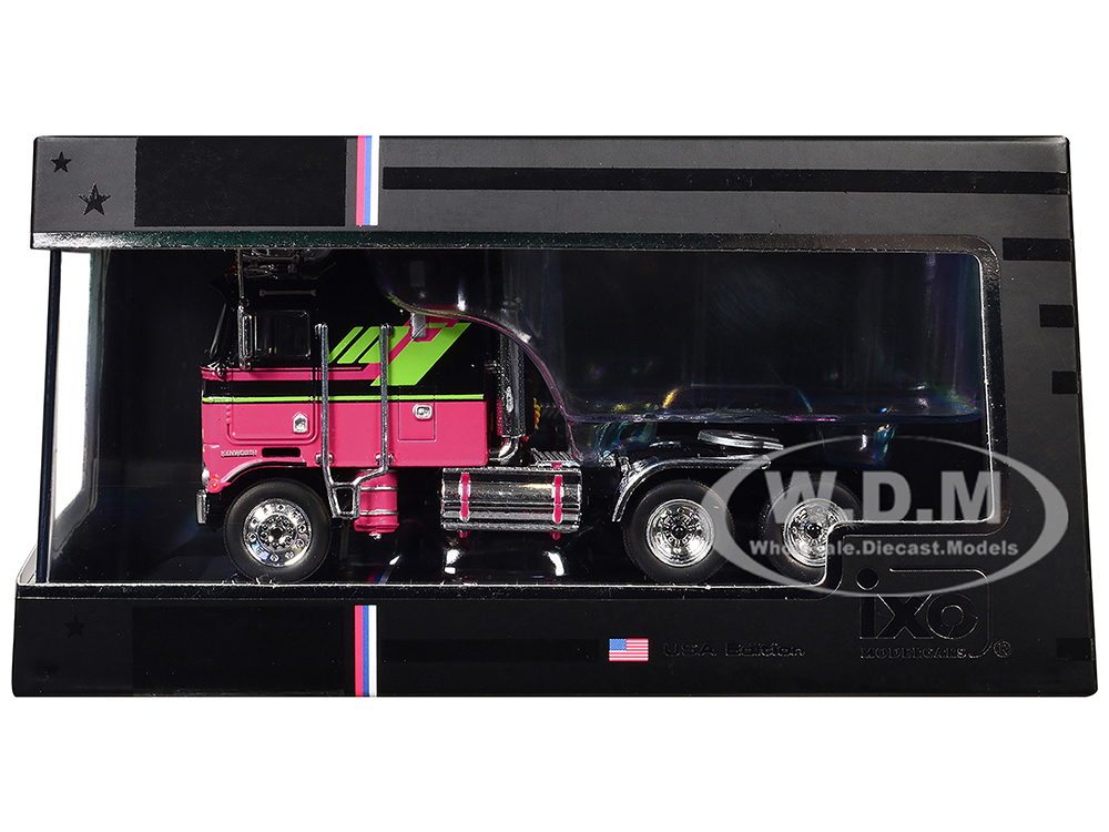 1976 Kenworth K100 Aerodyne Truck Tractor Black and Pink with