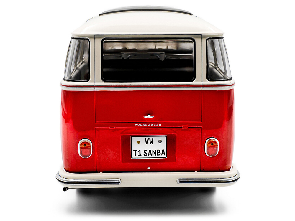 1962 Volkswagen T1 Samba Bus Red and White 1/18 Diecast Model Car