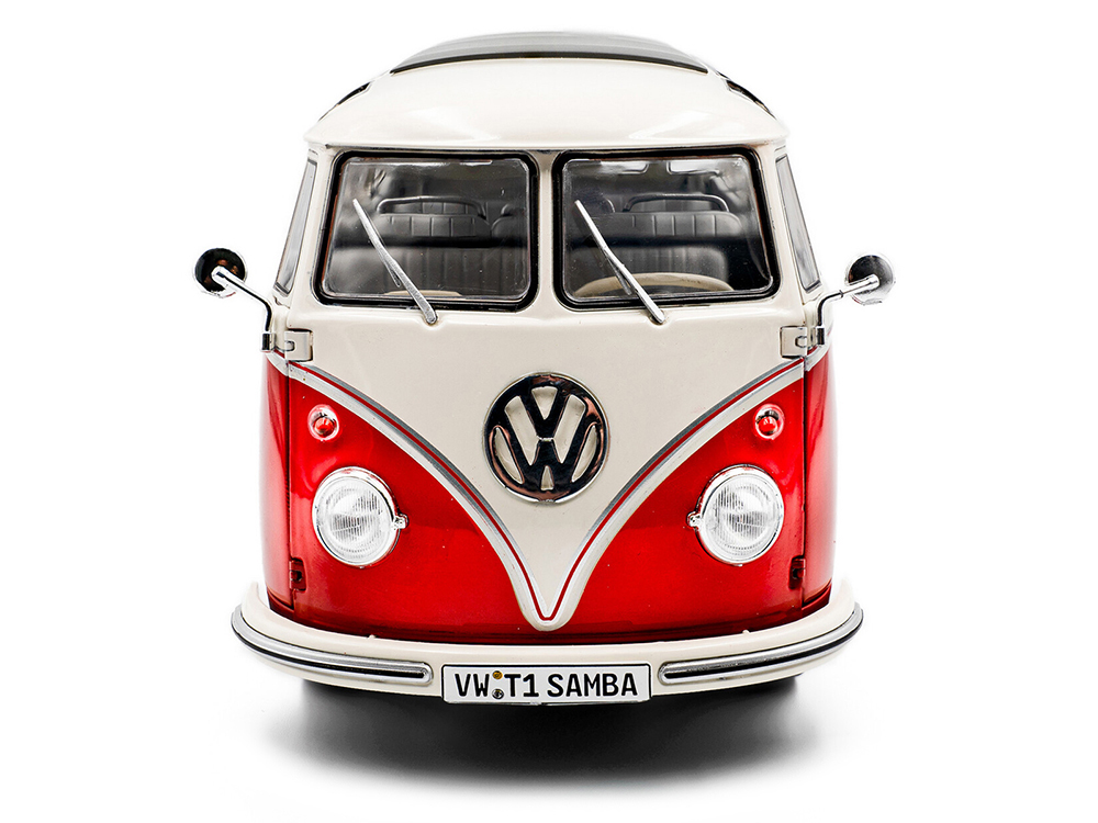 1962 Volkswagen T1 Samba Bus Red and White 1/18 Diecast Model Car