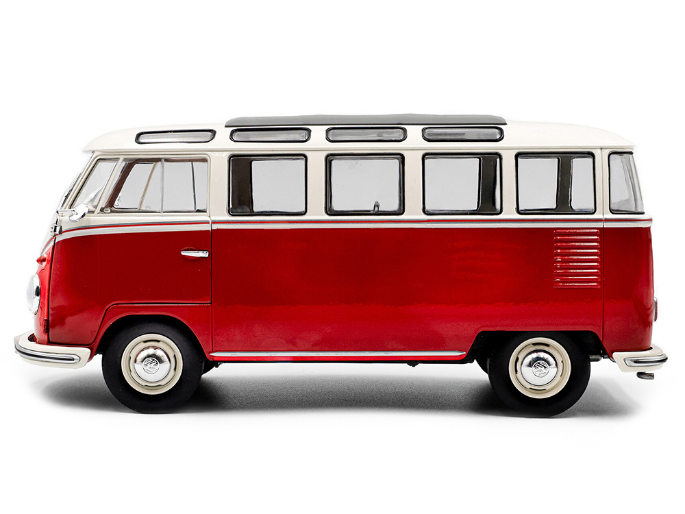 1962 Volkswagen T1 Samba Bus Red and White 1/18 Diecast Model Car
