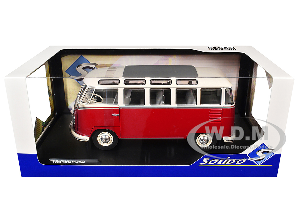 1962 Volkswagen T1 Samba Bus Red and White 1/18 Diecast Model Car