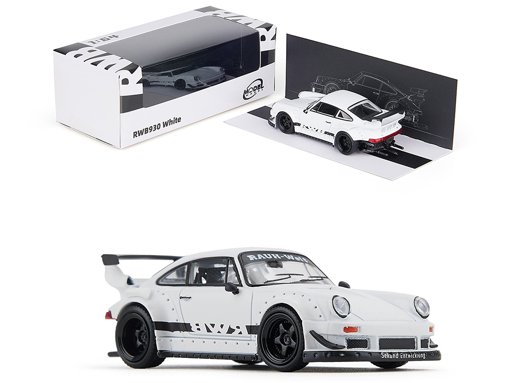 RWB 930 Matt White with Black Stripes 1/64 Diecast Model Car by
