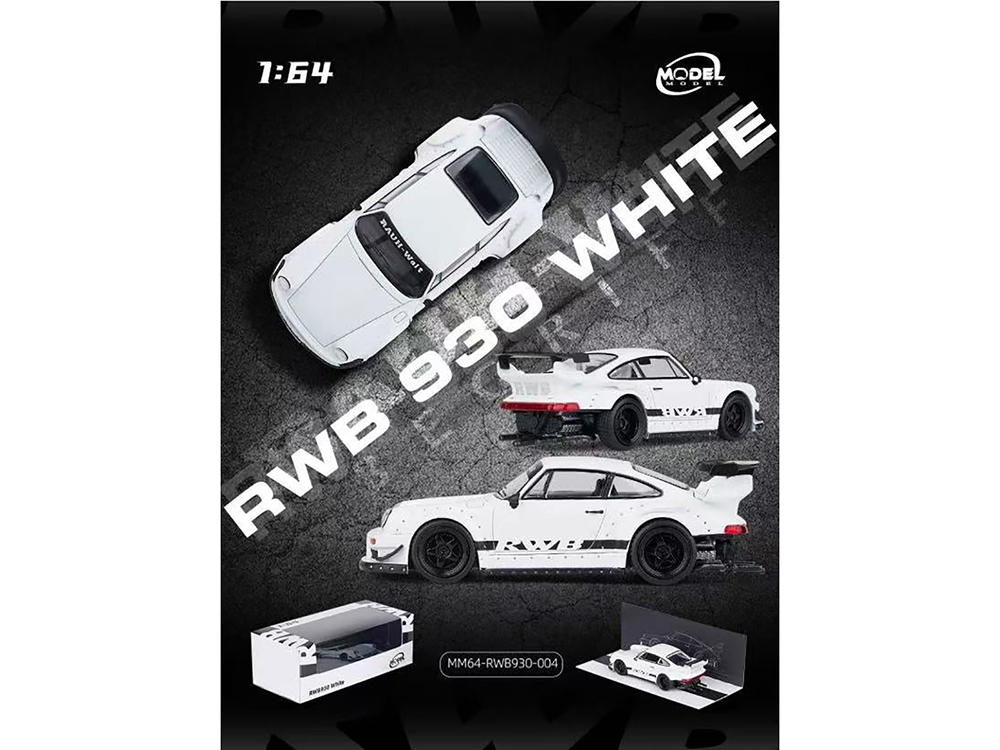 RWB 930 Matt White with Black Stripes 1/64 Diecast Model Car by