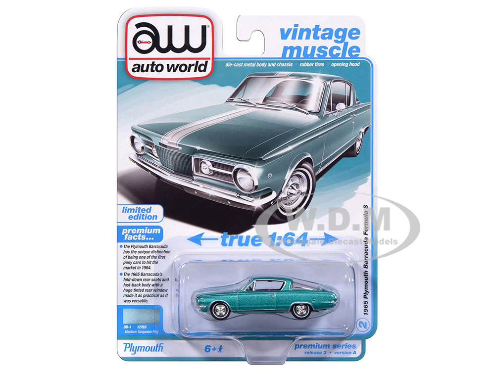1965 Plymouth Barracuda Formula S Turquoise Metallic with White