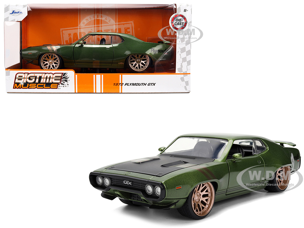1972 Plymouth GTX Green Metallic with Matt Black Hood and Gold
