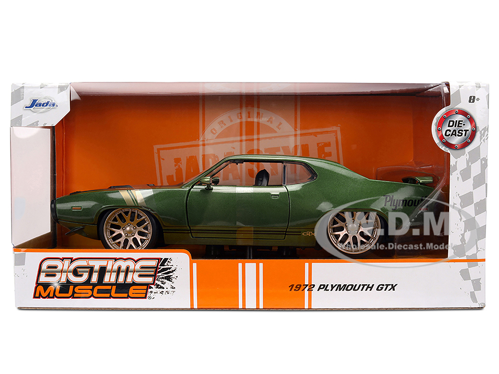 1972 Plymouth GTX Green Metallic with Matt Black Hood and Gold