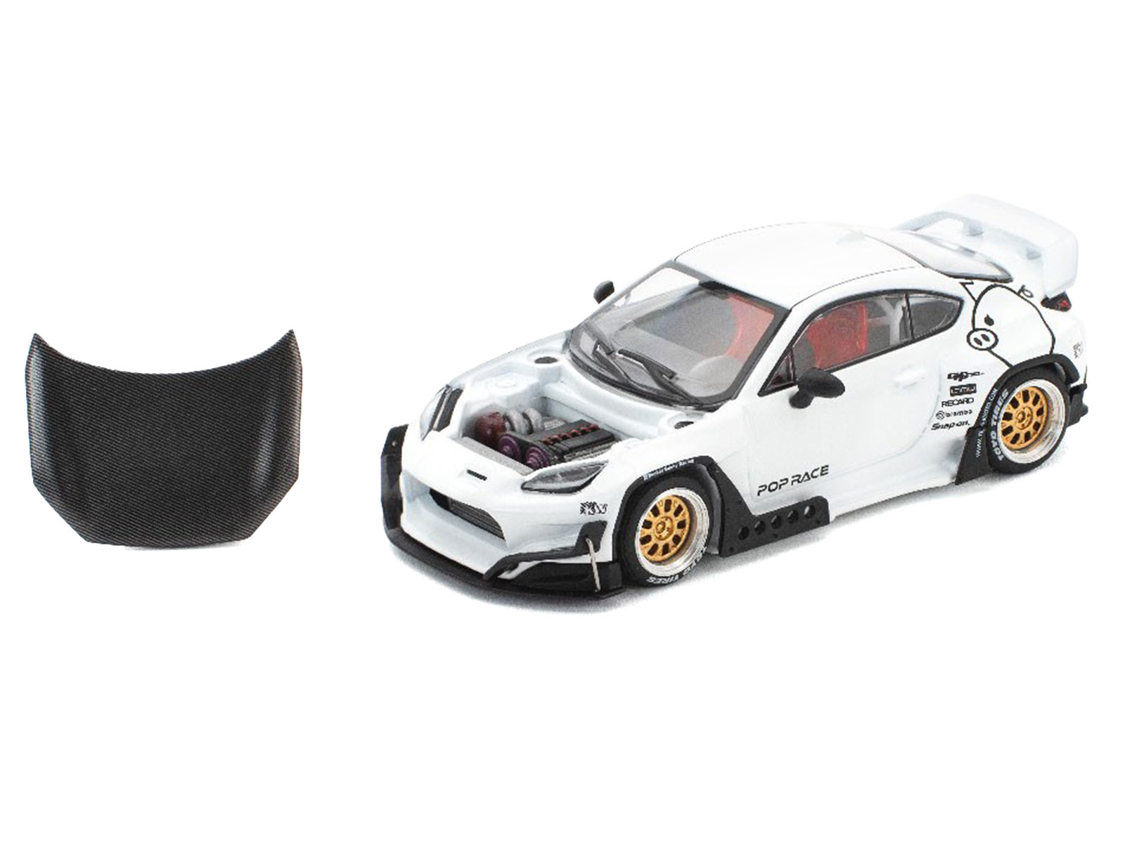 Toyota Pandem GR86 White with Carbon Hood 