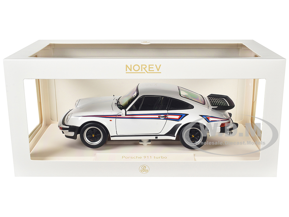 1980 Porsche 911 Turbo 3.3 White with Blue and Red Graphics 1/18