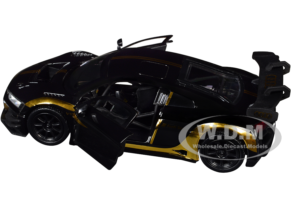 Audi R8 LMS GT3 Black with Gold Stripes and Graphics 