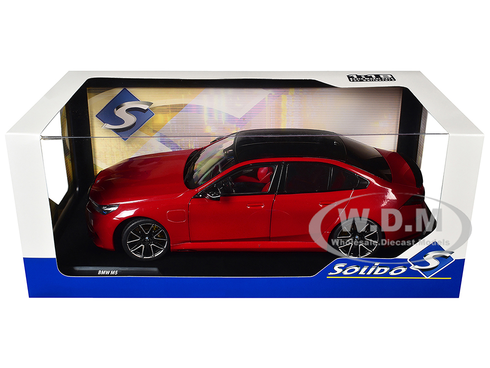 2025 BMW M5 Fire Red with Black Top 1/18 Diecast Model Car by Solido