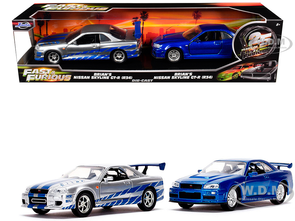 ミニカー BBR Models Nissan Skyline GT-R BNR34 Brian's Nissan Skyline GT-R (BNR34) Silver with Blue Stripes and