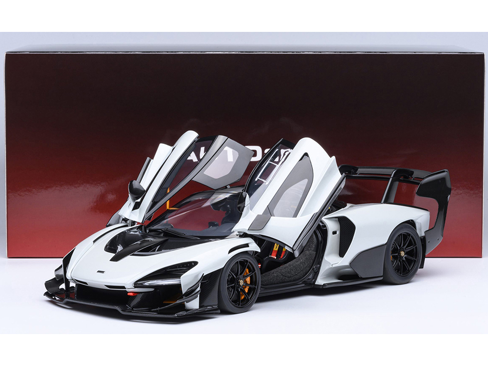 McLaren Senna GTR Silica White with Black Top 1/18 Model Car by