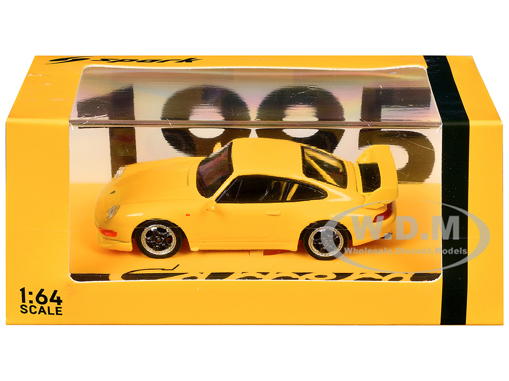 1995 Porsche 911 Carrera RS 3.8 Yellow 1/64 Model Car by Spark