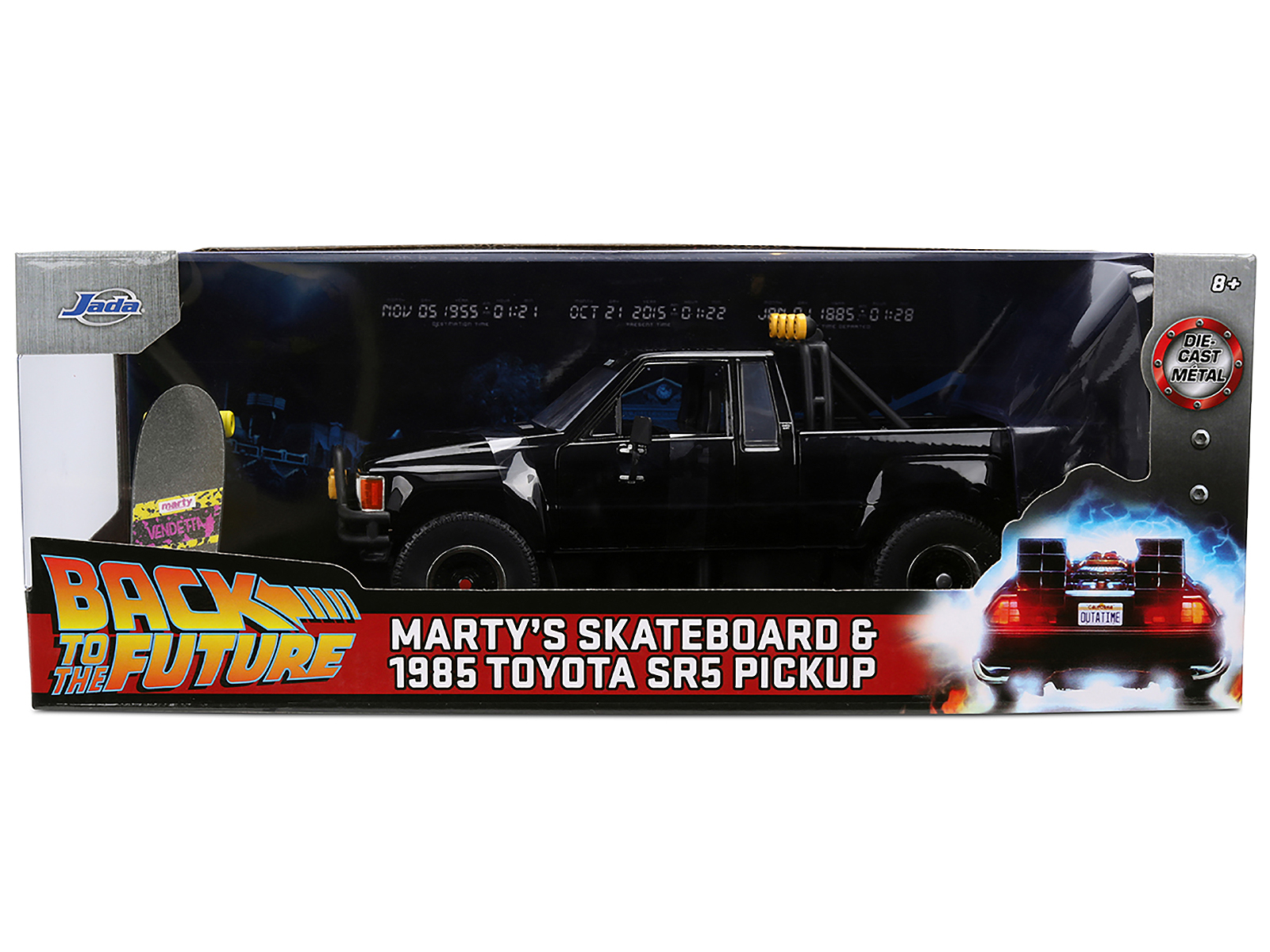 1985 Toyota SR5 Pickup Truck Black with Marty's Skateboard 