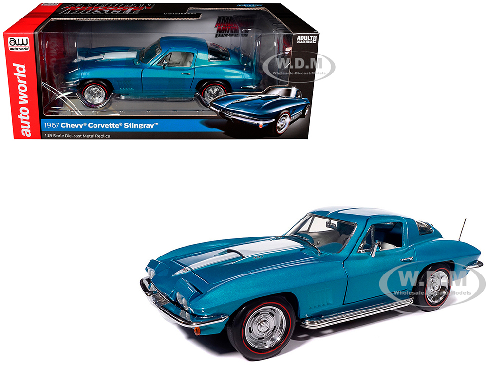 1967 Chevrolet Corvette Stingray Light Blue Metallic with White