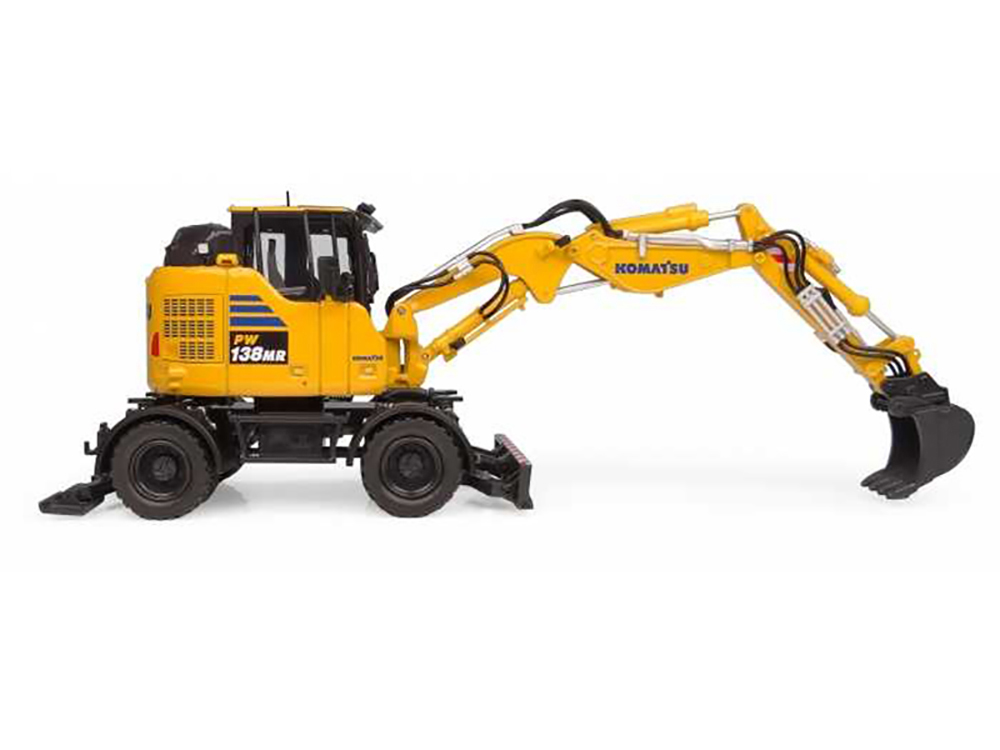 Komatsu PW138MR-11 Wheeled Excavator Yellow 1/32 Diecast Model by