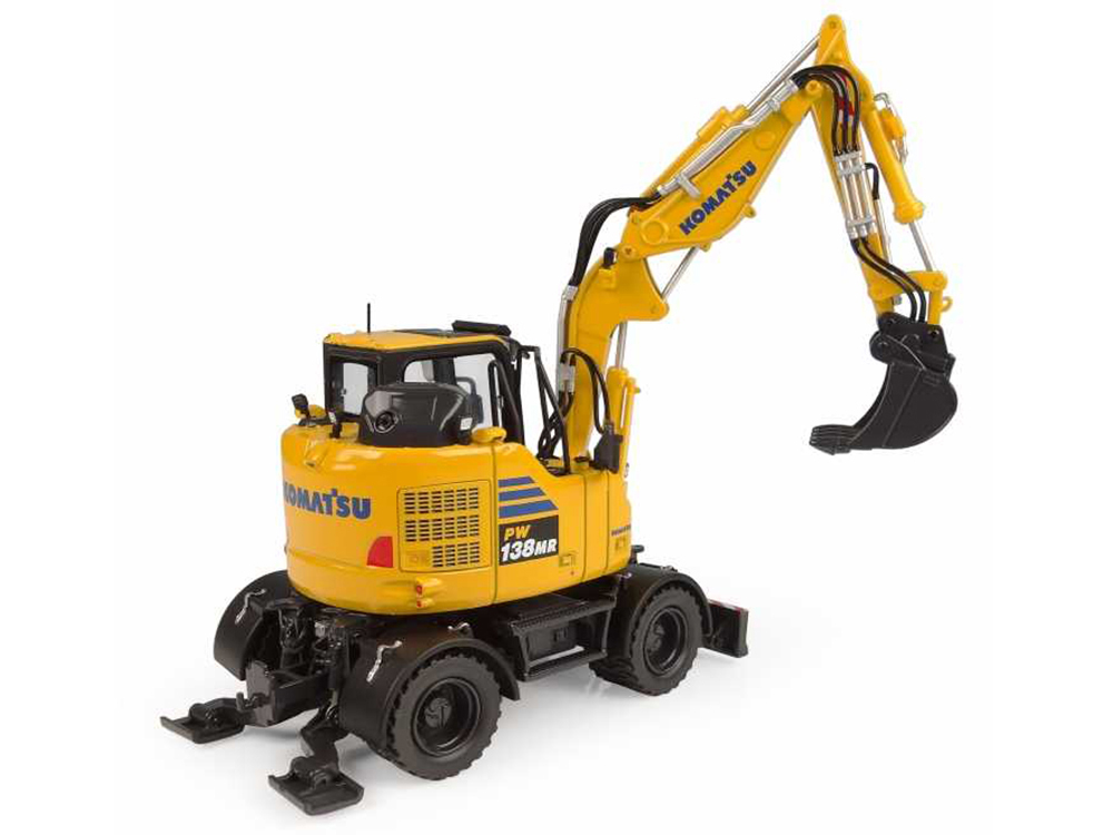 Komatsu PW138MR-11 Wheeled Excavator Yellow 1/32 Diecast Model by