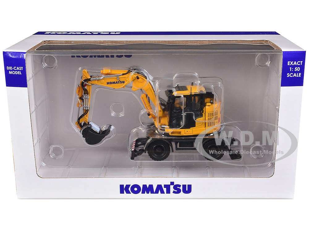 Komatsu PW138MR-11 Wheeled Excavator Yellow 1/32 Diecast Model by