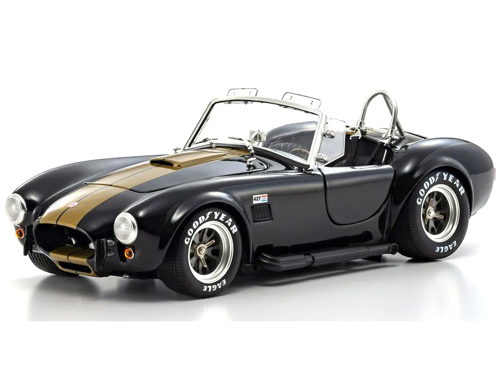 Shelby Cobra 427 S/C Black with Gold Stripes 1/18 Diecast Model