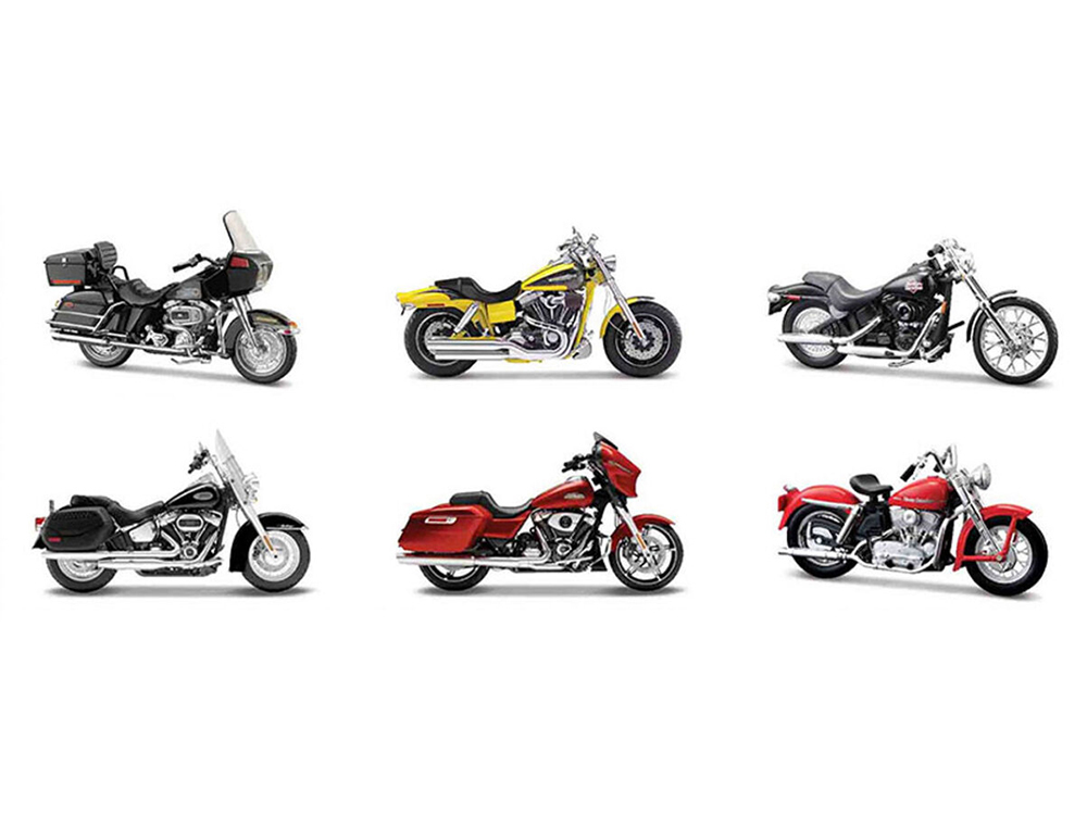 Harley-Davidson Motorcycles 6 piece Set Series 45 1/18 Diecast