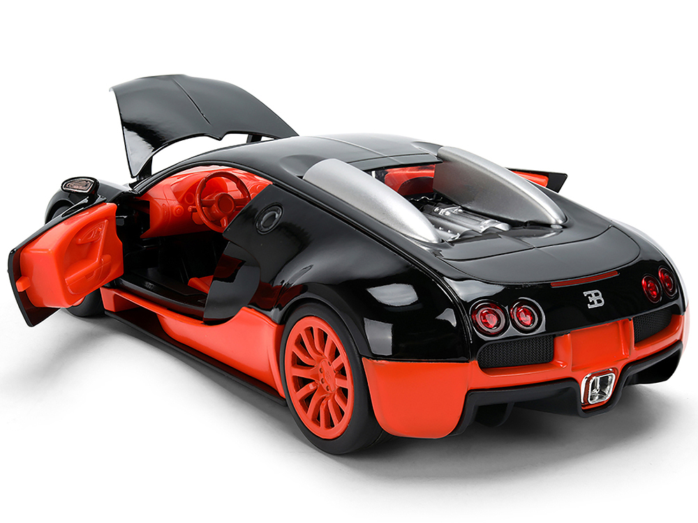 ミニカー AUTOart 1/12 Bugatti Veyron 2011 Bugatti Veyron Black with Orange Accents and Orange Interior