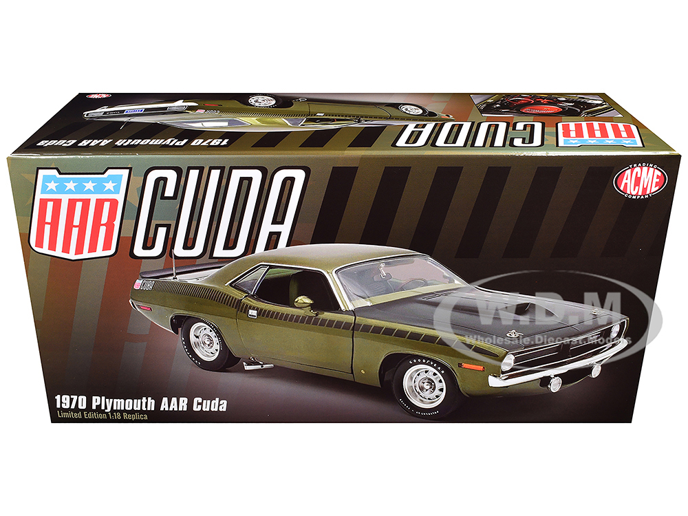 1970 Plymouth AAR Cuda Ivy Green Metallic with Black Stripes and