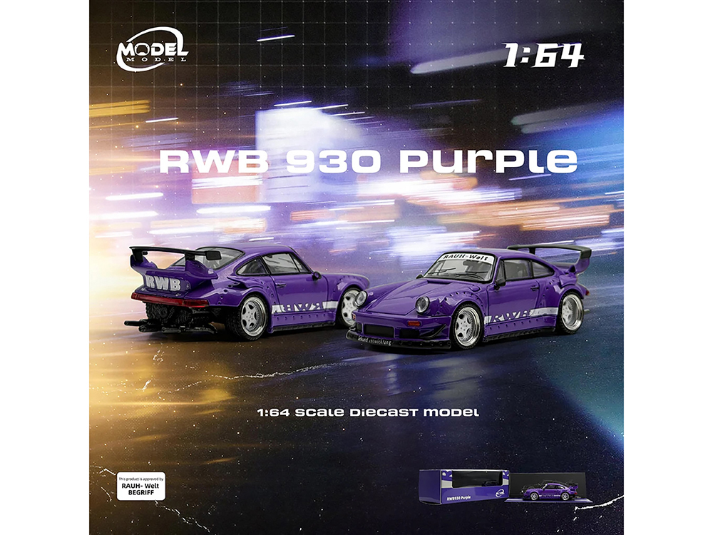 RWB 930 Purple with White Stripes 1/64 Diecast Model Car by Model
