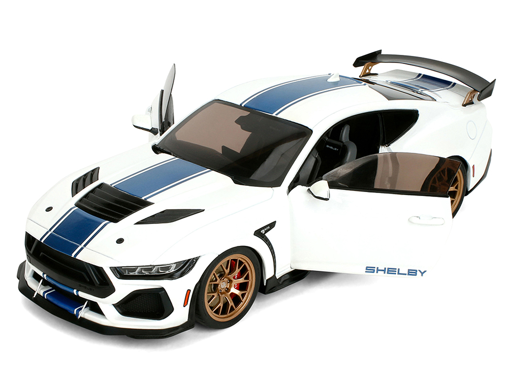 Ford Mustang Shelby Super Snake White Metallic with Blue Stripes