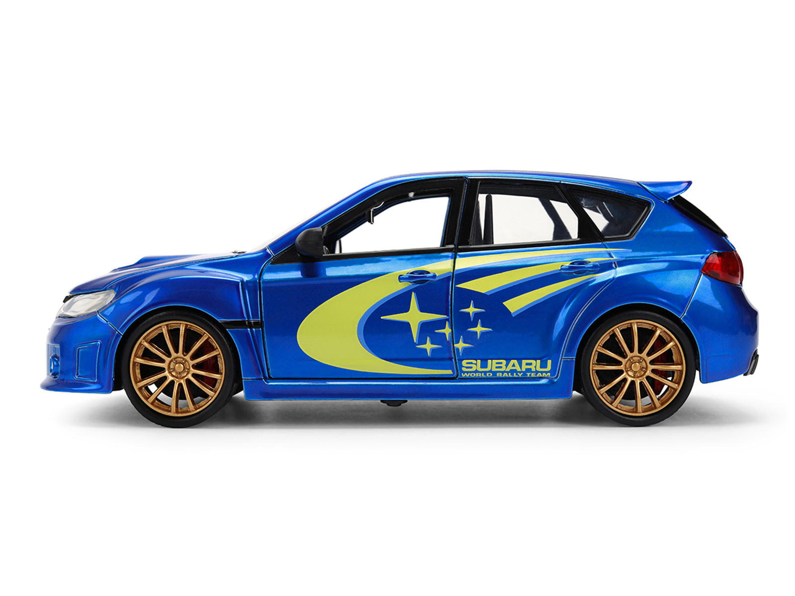 ミニカー JDM TUNERS 2012 SUBARU IMPREZA WRX STI 2012 Subaru Impreza WRX STI Blue Metallic with Yellow Graphics