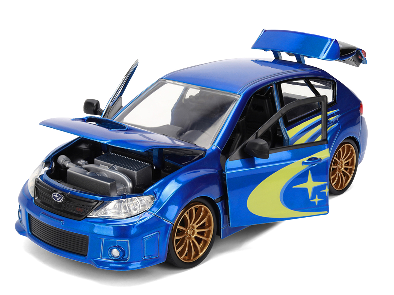 2012 Subaru Impreza WRX STI Blue Metallic with Yellow Graphics