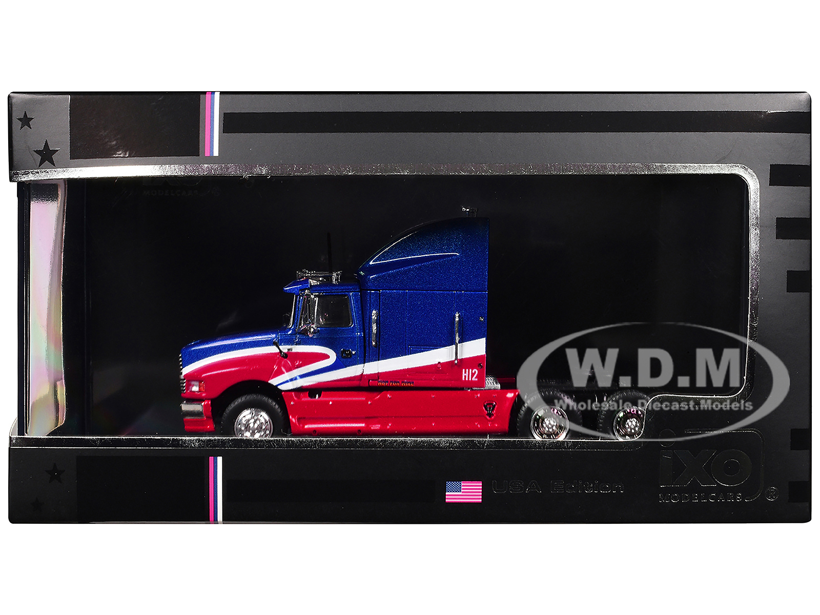 1990 Ford Aeromax Truck Tractor Blue Metallic and Red with White