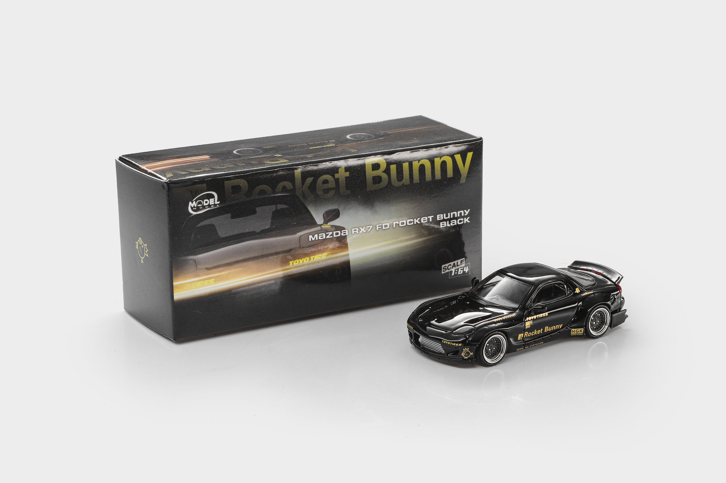 Mazda RX7 FD Rocket Bunny Black 1/64 Diecast Model Car by Model Model