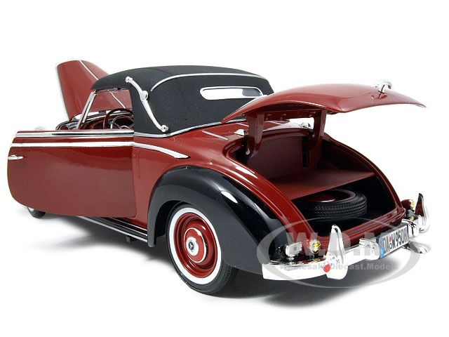 1950 Mercedes 170S Cabriolet Burgundy/Black 1/18 Diecast Model Car