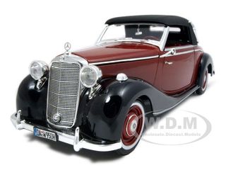 1950 Mercedes 170S Cabriolet Burgundy/Black 1/18 Diecast Model Car
