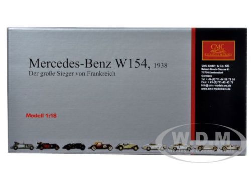 1938 Mercedes W 154 Silver 1/18 Diecast Car Model CMC 025