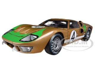 1966 Ford GT-40 MK 2 Gold #4 1/18 Diecast Car Model by Shelby Collectibles
