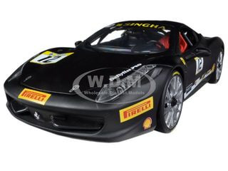 Ferrari 458 Challenge Matt Black #12 1/18 Diecast Car Model by Hot Wheels