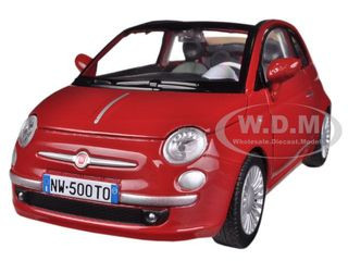 Fiat 500 Nuova Cabrio Red 1:24 diecast model Motormax