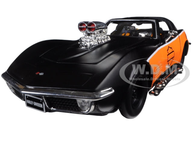 Maisto 1:24 1970 Chevrolet Corvette Harley Davidson Black/Orange 1/24 Diecast Model Car by Maisto