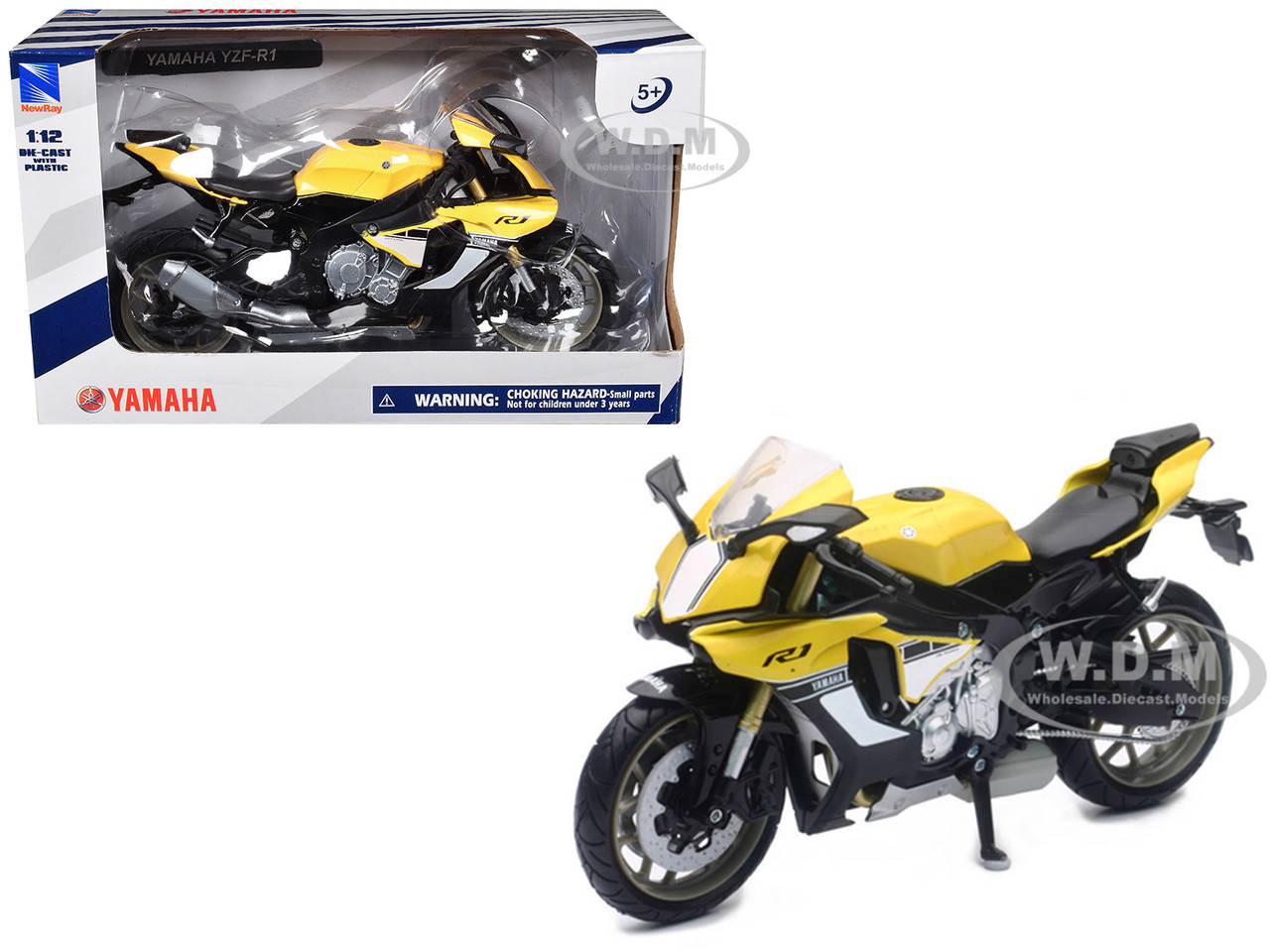 New Ray 1:12 2016 Yamaha YZF-R1 Yellow Motorcycle Model 1/12 by New Ray